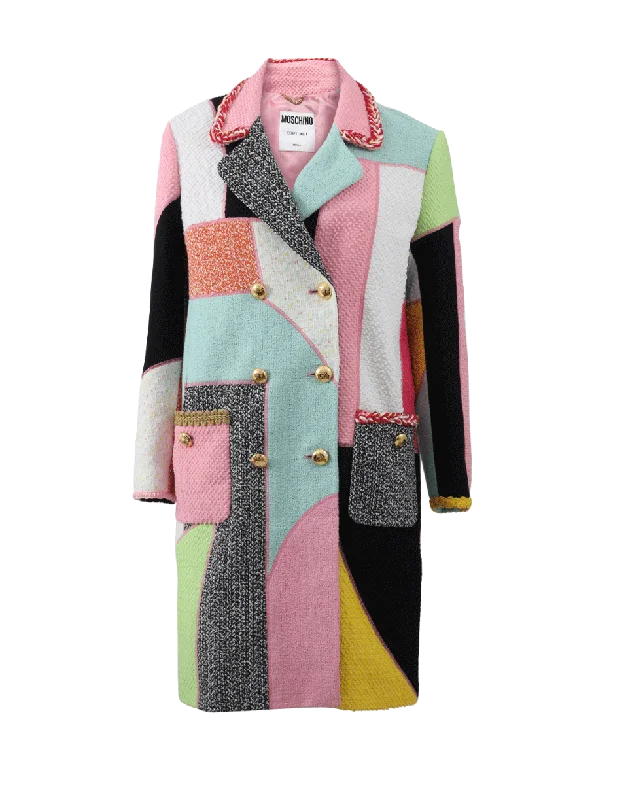 Limited Time Offer!Patchwork Tweed Coat