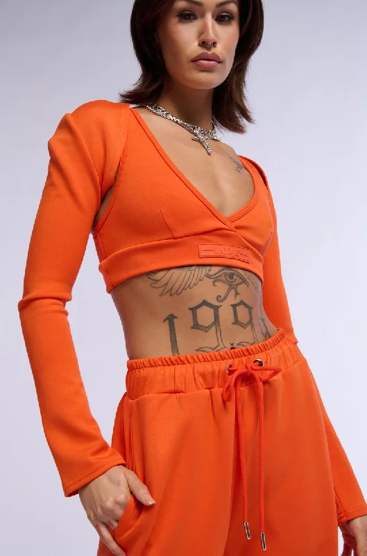 Unbeatable Prices!PAXTON SUPER LUXE BOLERO TOP IN ORANGE