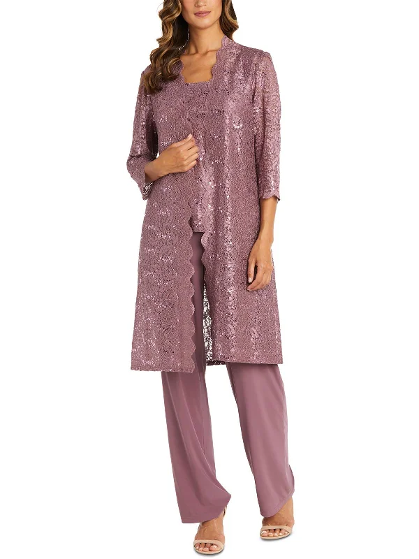 One Click Away from Big Savings!Petites Womens Lace Party Pant Suit