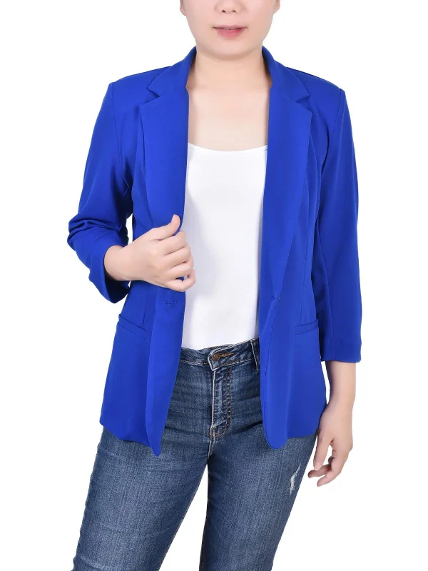 Amazing Prices You Can’t Resist!Petites Womens Three Quarter Sleeve Office Wear One-Button Blazer
