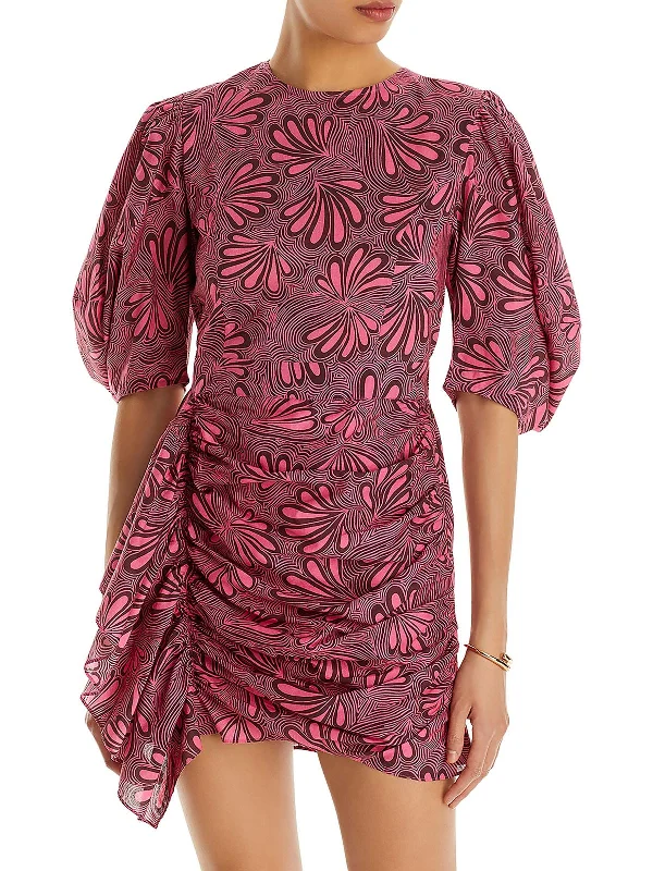 Your Exclusive Offer Awaits!Pia Womens Floral Ruched Mini Dress