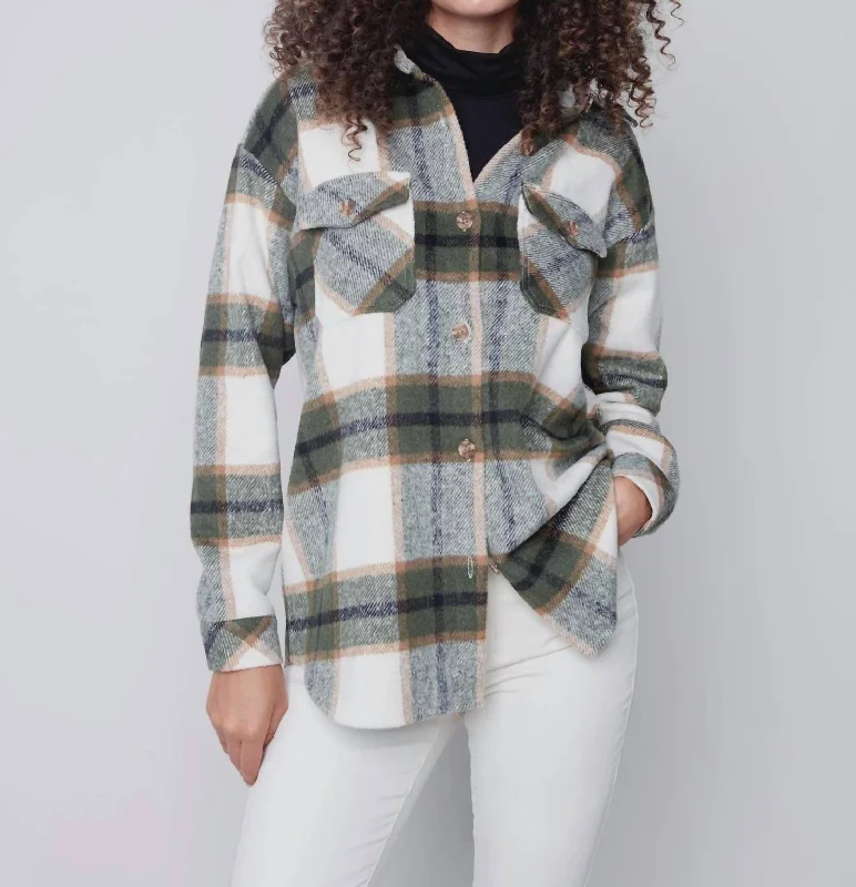 Biggest Sale of the Season!Plaid Flannel Shirt Jacket In Spruce