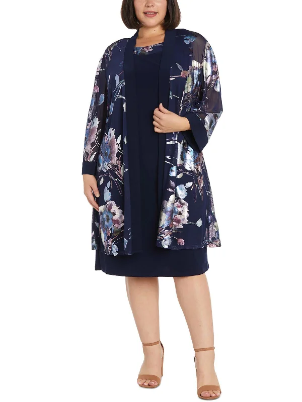 Get More for Less!Plus Womens 2PC Jacket Midi Dress