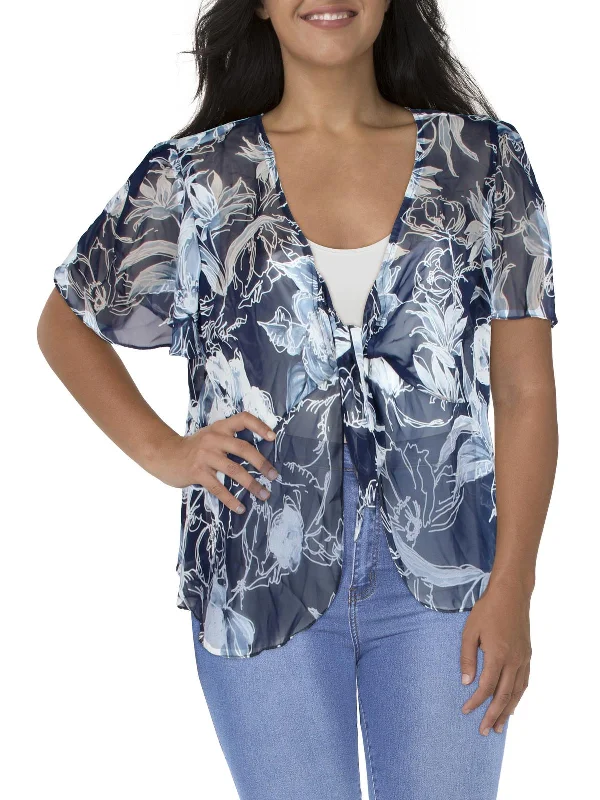 Save More When You Shop More!Plus Womens Chiffon Floral Bolero