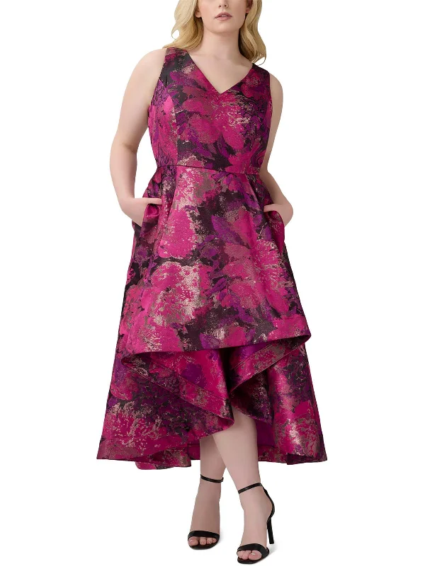 Your Shopping Wish, Our Discount Command!Plus Womens Jacquard Sleeveless Midi Dress