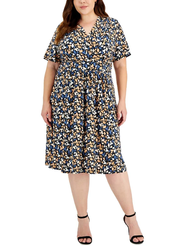 Don’t Wait – Shop Today!Plus Womens Surplice Wear To Work Midi Dress