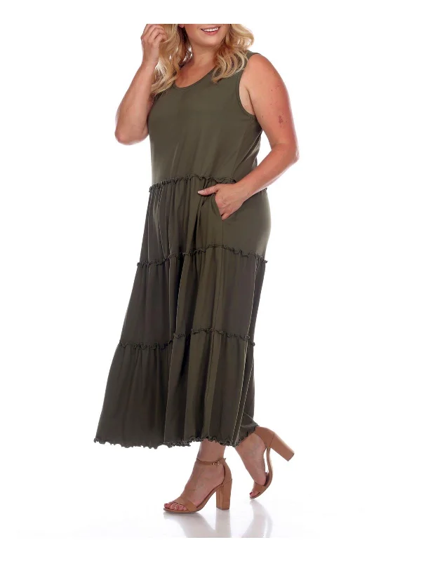 Your Shopping Spree Starts Here!Plus Womens Tiered Calf Midi Dress