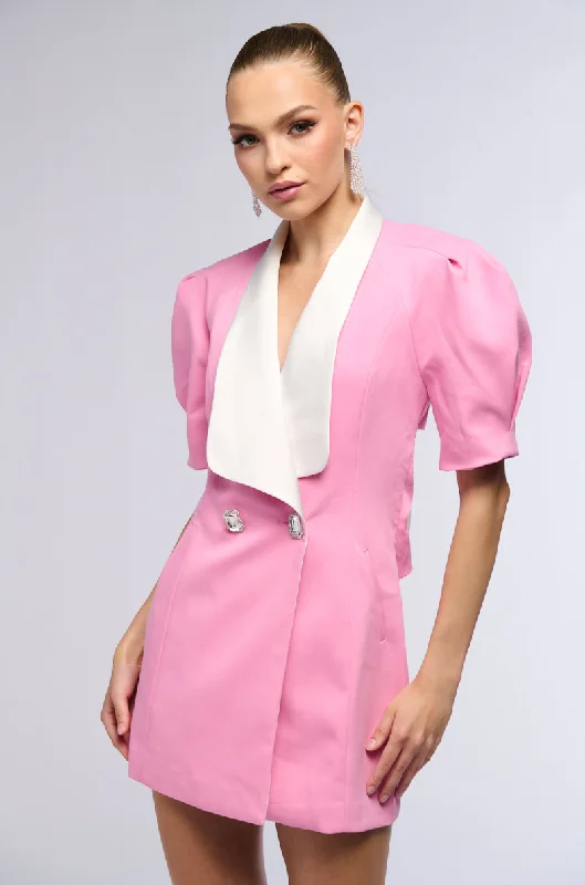 The Best Deals Won’t Wait!PRETTY IN PINK BLAZER MINI DRESS