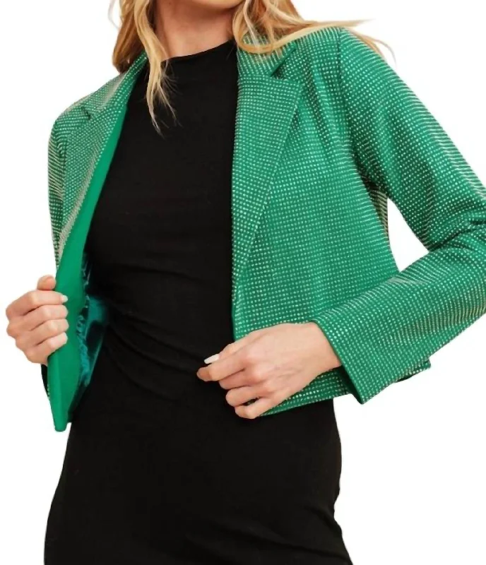 Exclusive Deals Just for You!Rhinestone Blazer Jacket In Green