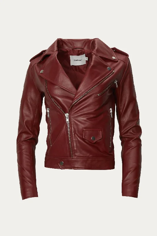 Stock Up and Save!River Biker Jacket In Burgundy