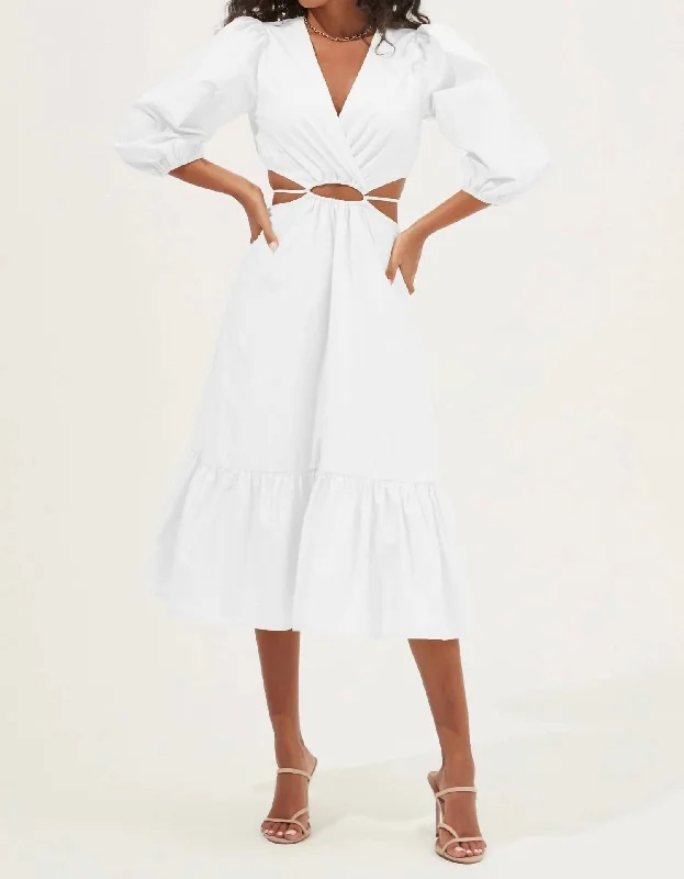 The Best Offers Are Here!Rosewood Surplice Cutout Waist Midi Dress In White
