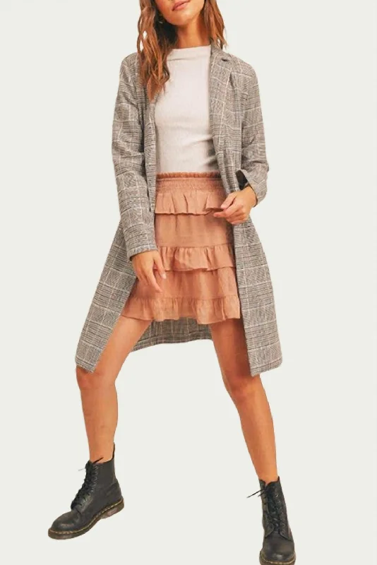 Best Offers of the Month!Run To Me Checked Long Coat In Grey