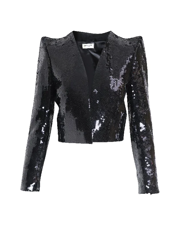 Unmissable Offers Await!Saint Laurent Sequin Blazer Jacket in Black Polyester