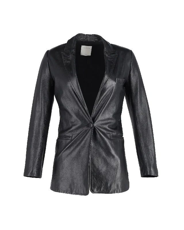 Don’t Wait – Deals Won’t Last!Sandro Single-Breasted Blazer in Black Leather