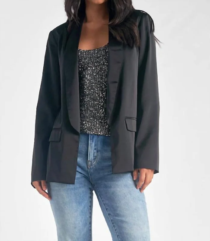 Get Ready to Save!Satin Blazer In Black