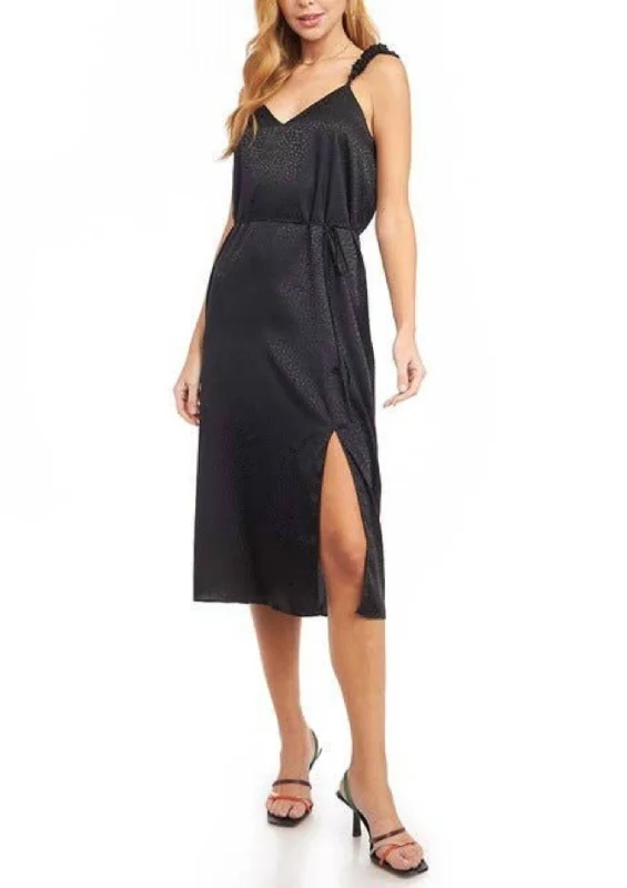 Sale Alert – Get Ready to Shop!Satin Scrunch Strap Midi Dress In Black