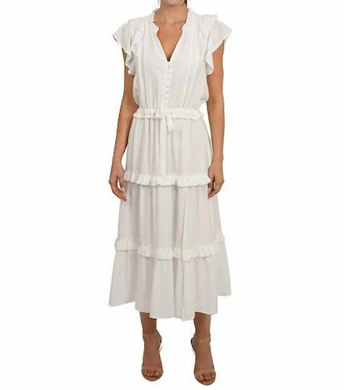 The Best Offers Are Here!Savannah Tiered Midi Dress In White