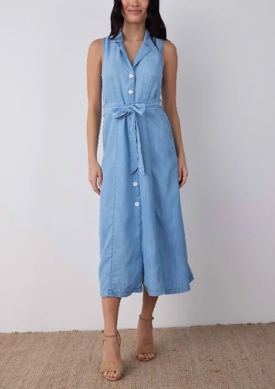 Shop Smart, Save Big!Seamed Sleeveless Midi Dress In Caribbean