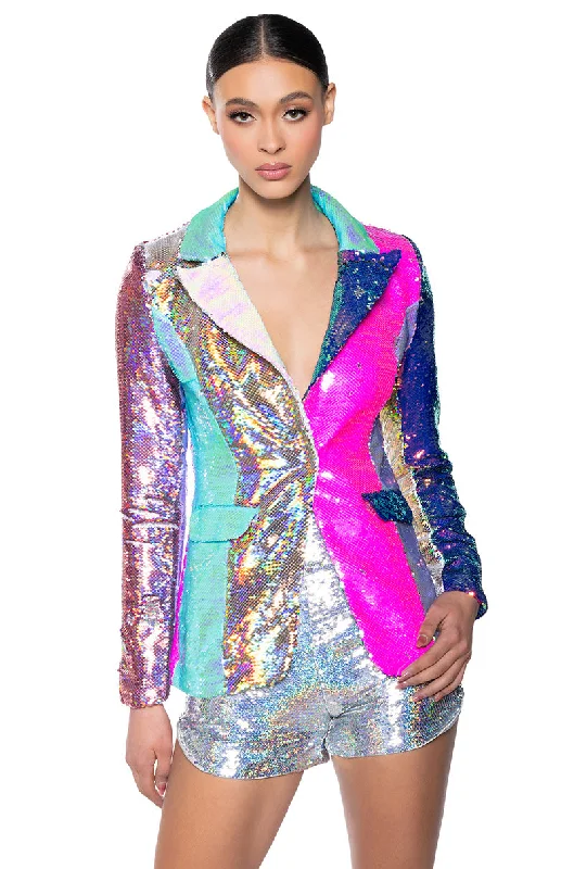 Exclusive Deals Just for You!SEQUIN COLOR BLOCK BLAZER