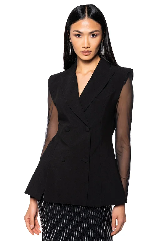 Shop the Hottest Deals!SHARP SHOULDER BLAZER VEST WITH STRETCH MESH ARMS