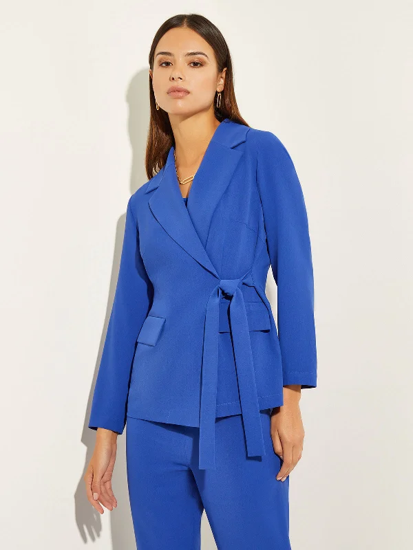 Score Huge Discounts Today!Side Tie Tailored Wrap Crepe de Chine Blazer, Satin Sky Score Huge Discounts Today!Side Tie Tailored Wrap Crepe de Chine Blazer, Satin Sky