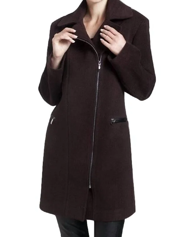 Find the Best Deals Here!Side-Zip Car Coat In Brown