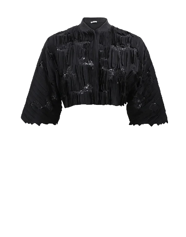 Shop More, Spend Less!Silk Cropped Bomber Jacket