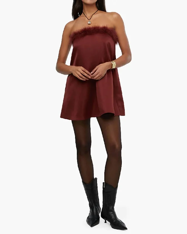 Limited Edition, Limited Price!Strapless Mini Dress In Maroon