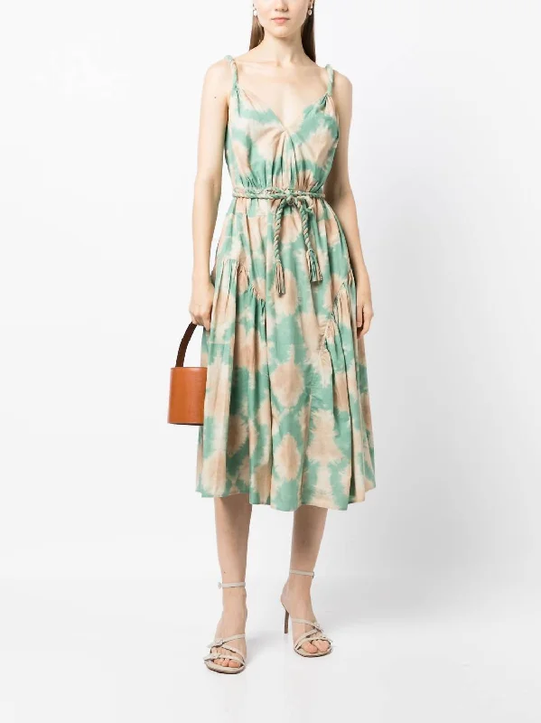 Get More for Less!Valentina Tie Dye Cotton Sleeveless Midi Dress In Calcite/multi