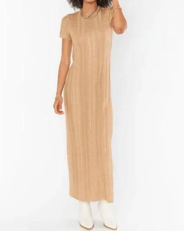 Save More Than Ever!Valleta Midi Dress In Gold Shimmer Knit