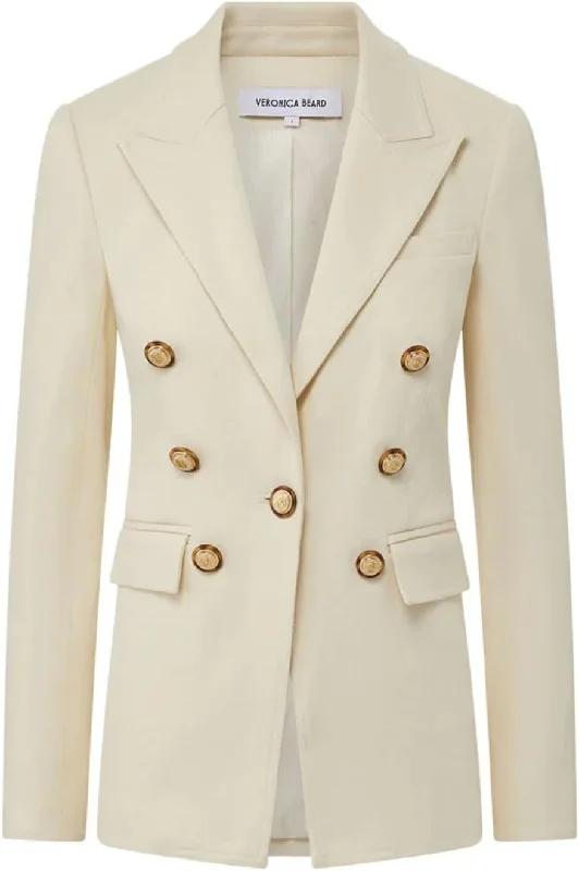 Every Deal is a Steal!Veronica Beard Women's Naira Denim Double Breased Blazer Jacket, Ecru