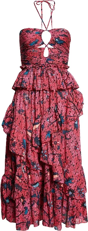 Instant Savings Await!Women Simona Halter Strap Layered Midi Dress Snapdragon In Multicolor