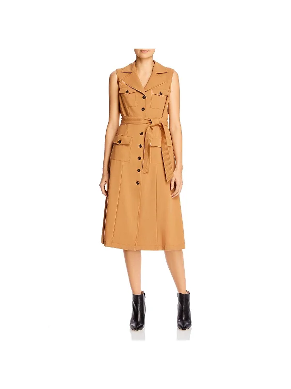 Steals and Deals Await!Womens Button-Down Sleeveless Midi Dress
