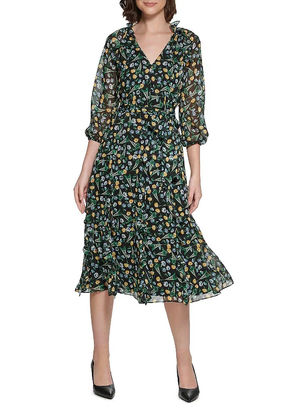 Today Only – Don’t Miss It!Womens Chiffon Calf Midi Dress