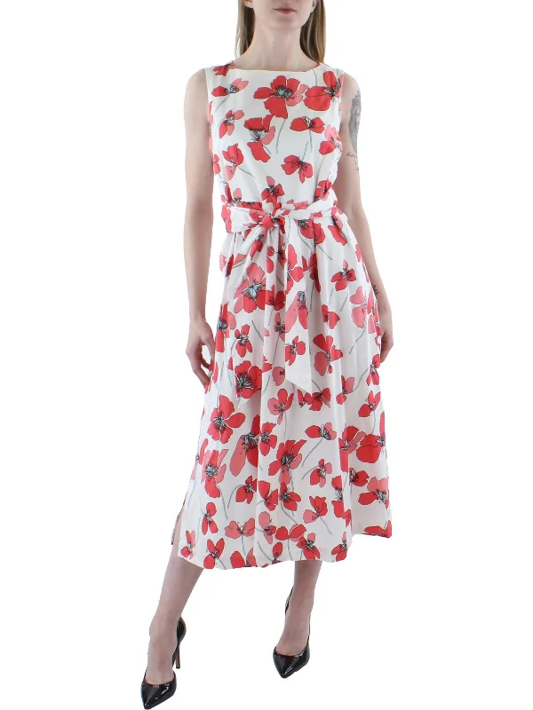 Exclusive Deals Just for You!Womens Floral Belted Midi Dress