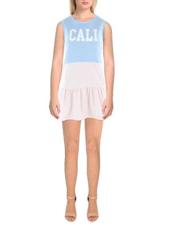 Save More When You Shop More!Womens Graphic Colorblock Mini Dress