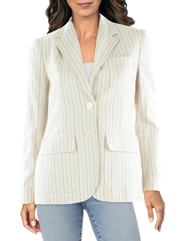 Get the Best for Less!Womens Linen Work Wear Two-Button Blazer