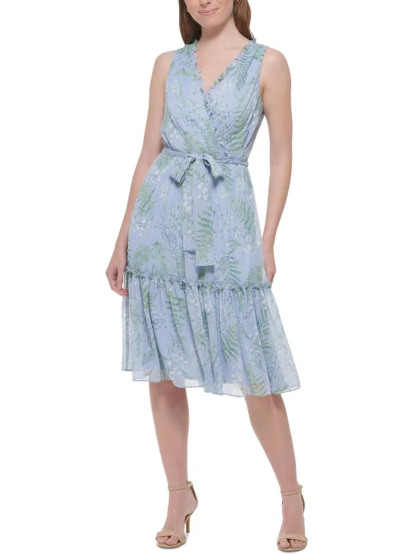 Shop Early, Save Big!Womens Metallic Ruffled Midi Dress