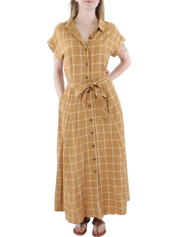 Shop Today, Save Tomorrow!Womens Plaid Button Down Midi Dress