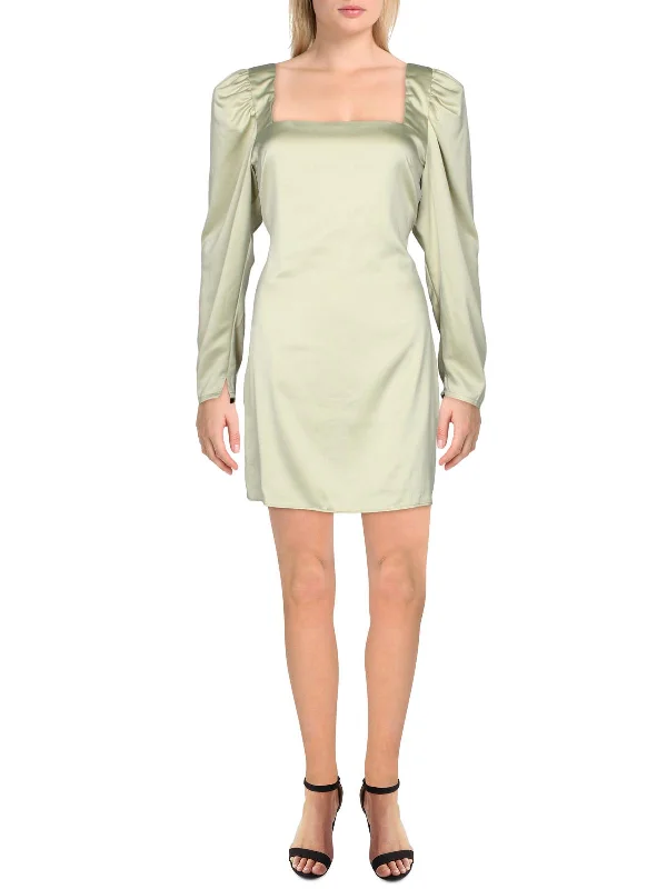 Save More Than Ever!Womens Satin Asymmetric Mini Dress