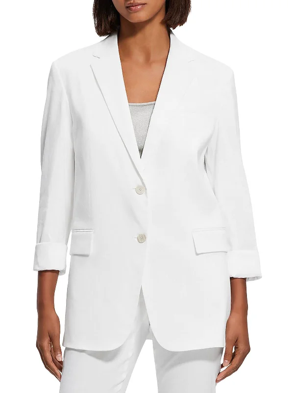 Your Wallet Will Thank You!Womens Solid Linen Two-Button Blazer