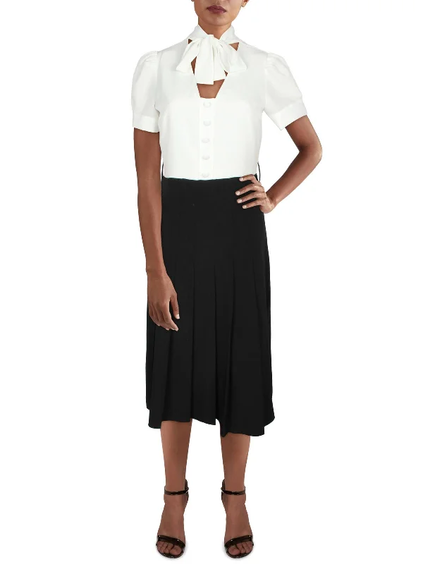 Get Ready to Save!Womens Tie-Neck Colorblock Midi Dress