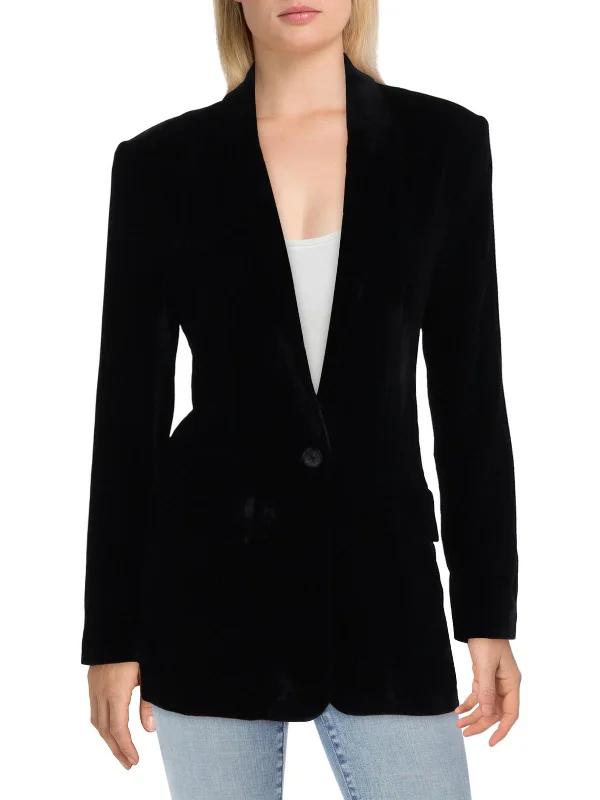 Buy One, Get One Free!Womens Velvet Long Sleeves One-Button Blazer