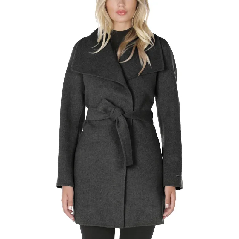 Seasonal Sale – Shop Now!Wool Wrap Coat With Tie Belt In Charcoal