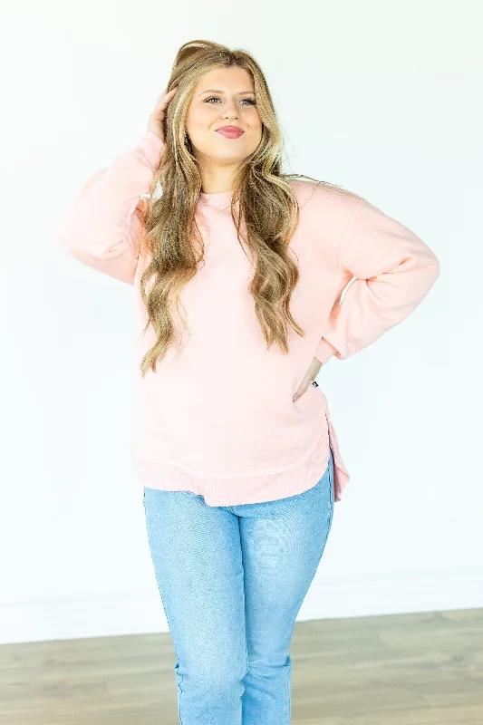 Upgrade for Less!Pink Fleece Sweatshirt