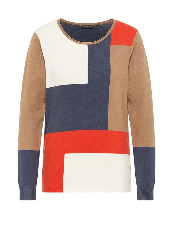 Limited Edition, Limited Price!Barbara Lebel Round Neck Colour Block Knitted Top, Multi