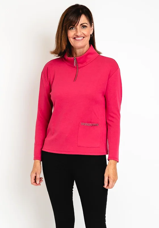 Your Wallet Will Thank You!Barbara Lebek Half Zip Sweater, Pink