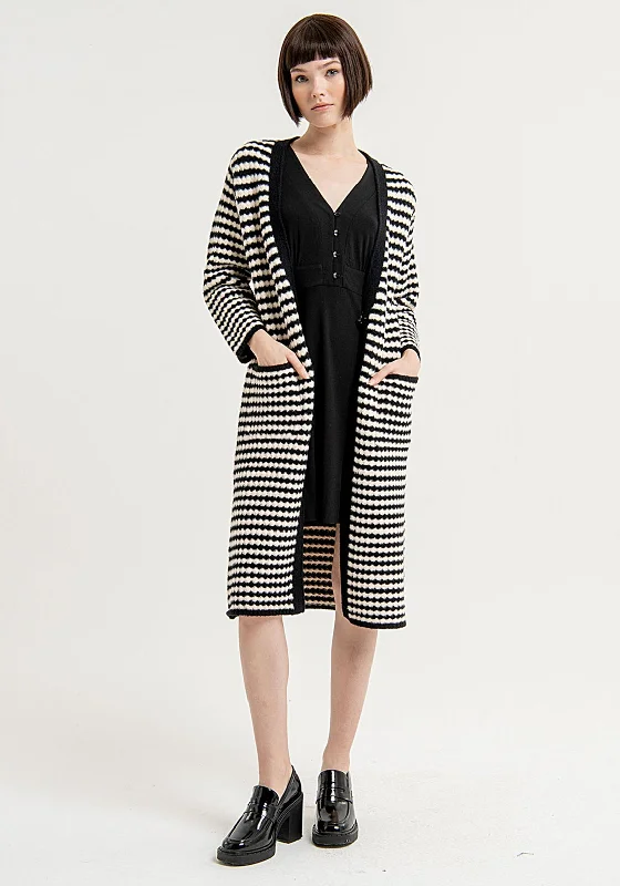 Exclusive Offers You’ll Love!Surkana Striped Pattern Long Chunky Cardigan, Black & White Exclusive Offers You’ll Love!Surkana Striped Pattern Long Chunky Cardigan, Black & White