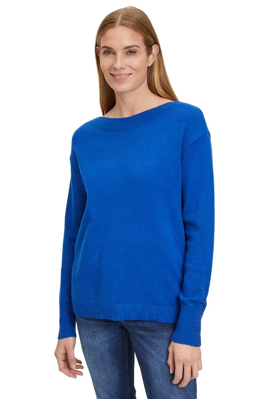 Limited Stock Available!Betty Barclay Boat Neckline Knit Jumper, Blue