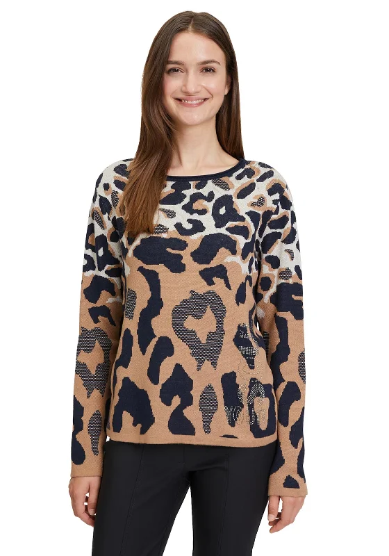 Best Deals Just for You!Betty Barclay Leopard Print Knit Sweater, Camel